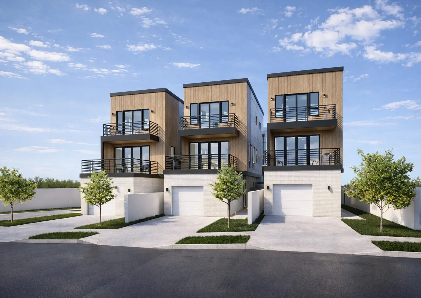Unit A exterior rendering, daytime