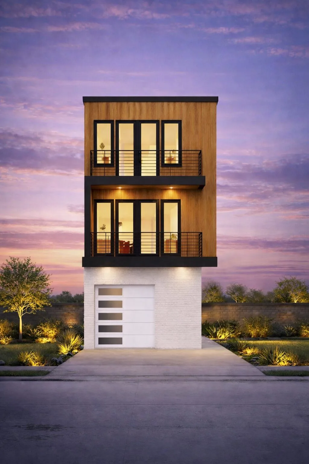 Unit A front exterior rendering, Lots 1–3