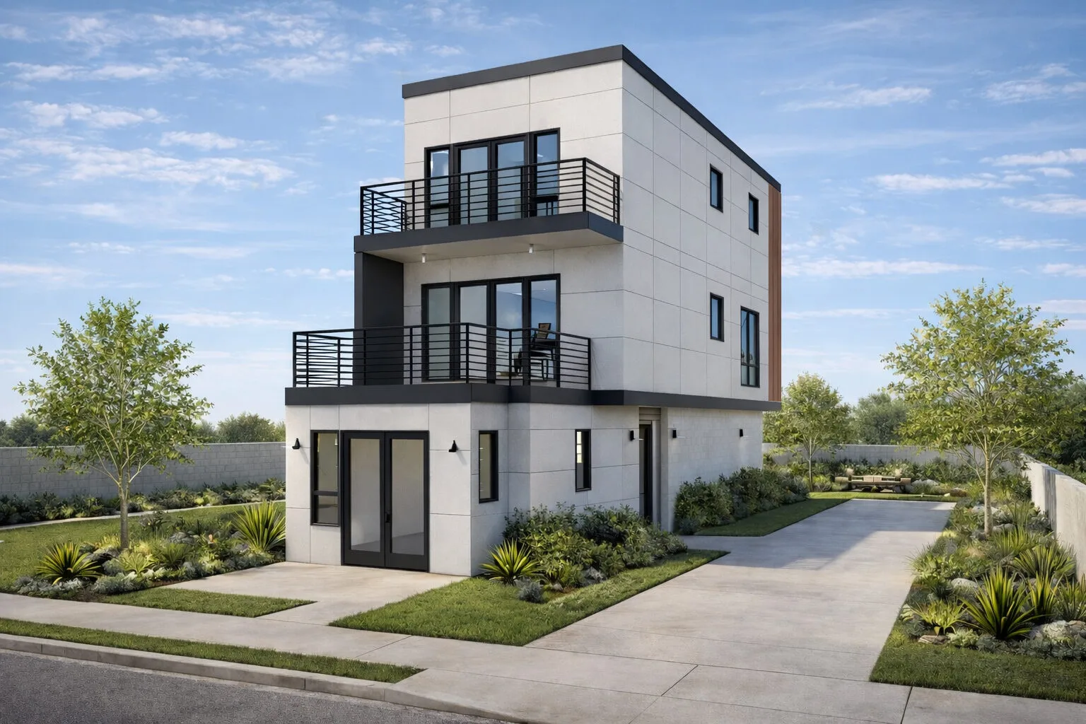 Unit B rear exterior rendering, Lots 4–10